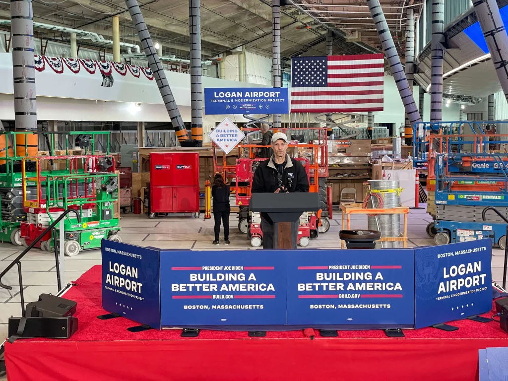 Building a Better America backdrop at Logan International Airport Boston
